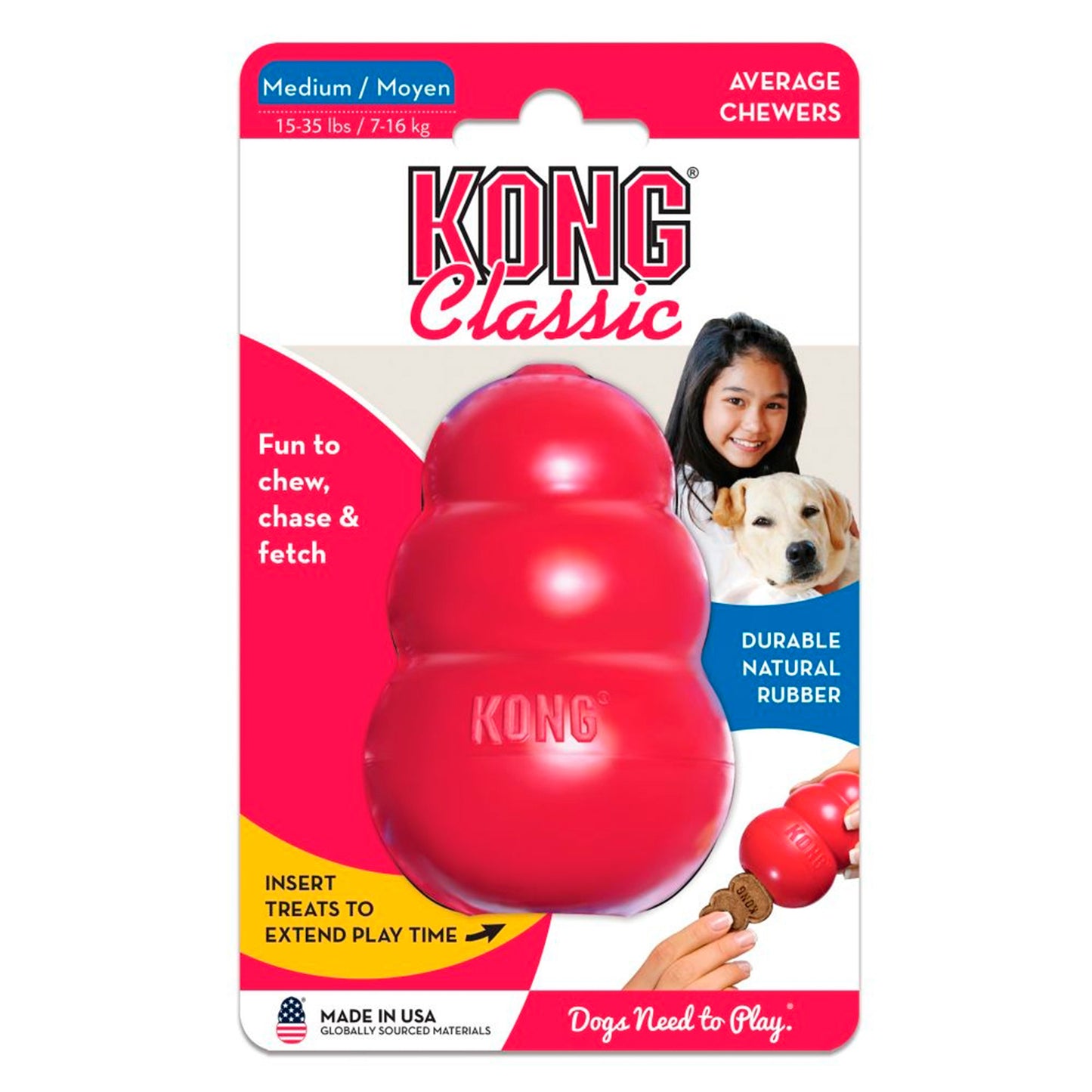 Kong classic aktiveringsleksak för hund Röd L