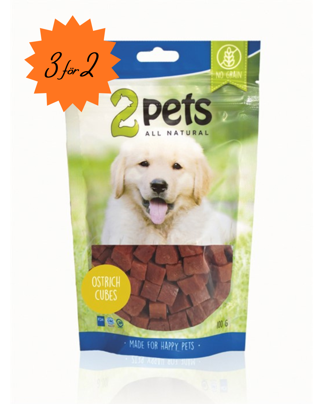 Mjuka godisar med smak av struts från 2pets