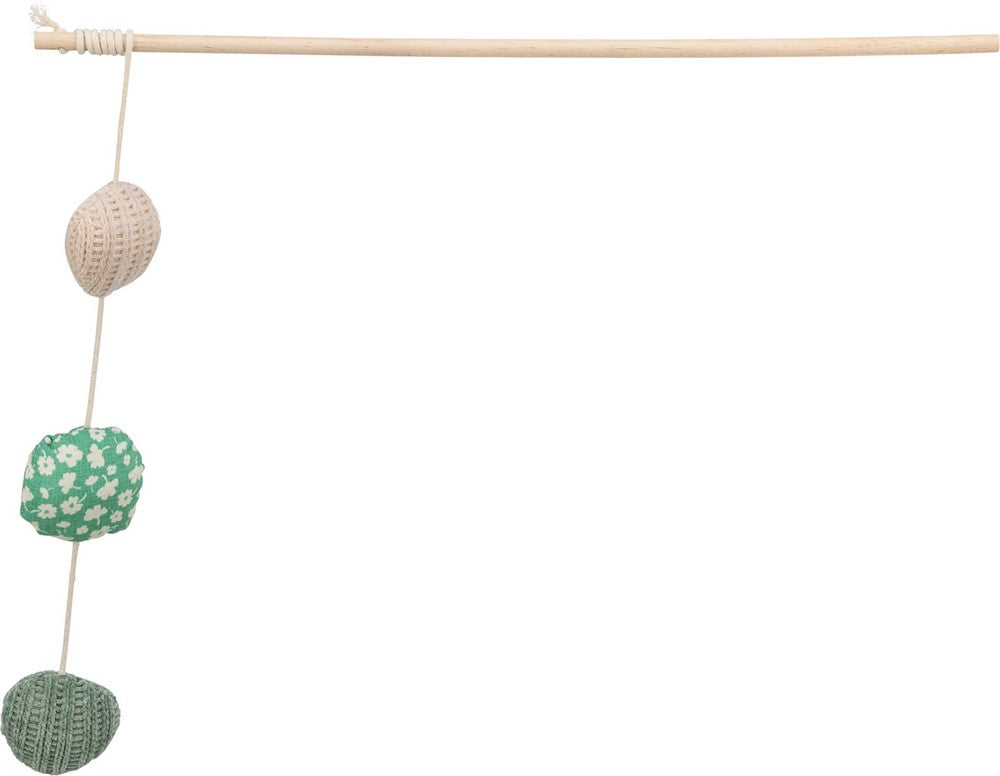 Kattvippa med 3 tygbollar, catnip, 40 cm