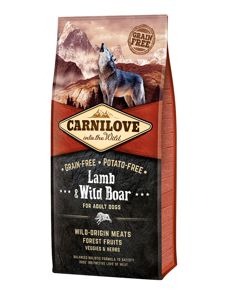 Carnilove Lamb & Wild Boar Adult – komplett torrfoder för vuxna hundar.