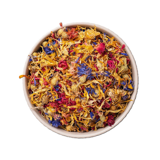 Flower Power lufttorkad måltidstoppning med blomblad