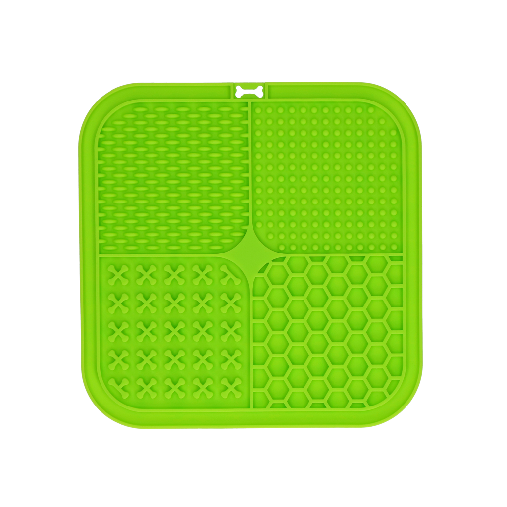 Eat Slow Live Longer Lick Mat QuadGreen - slickmatta med fyra mönster