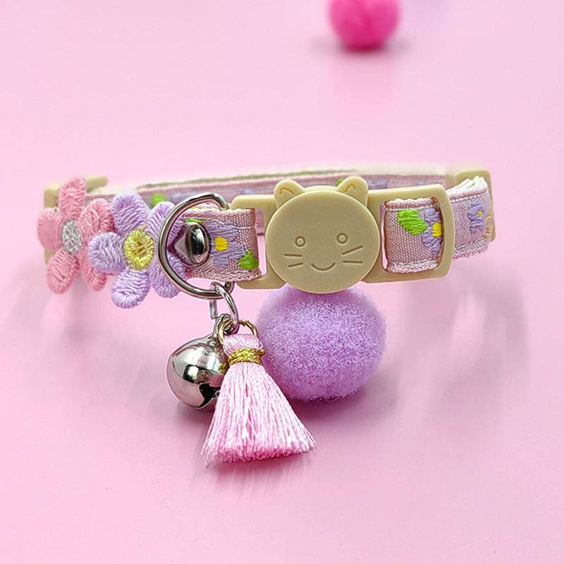 Mokka - Justerbart kattcollar med blomdesign
