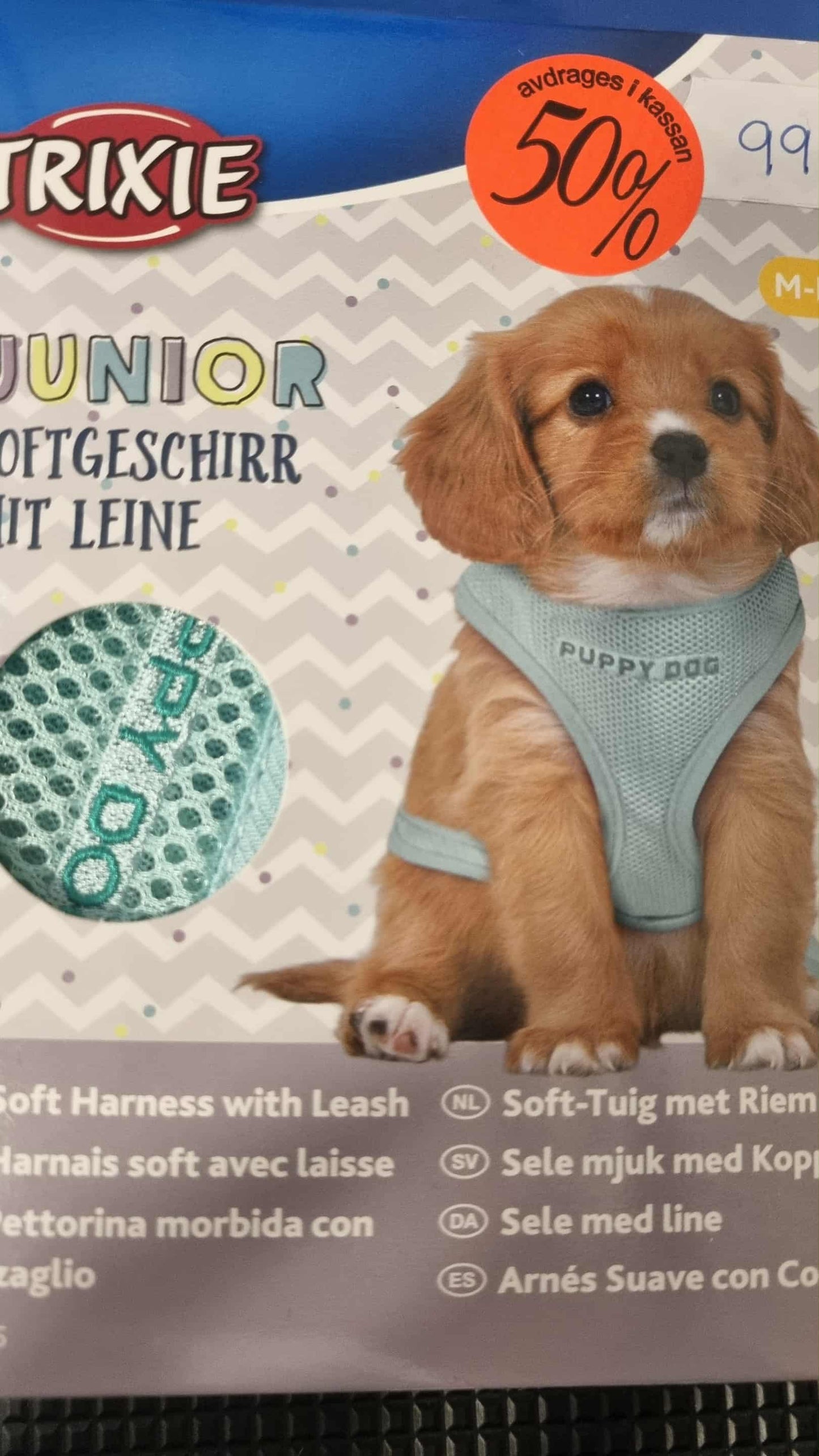 Junior Mjuk sele m. koppel, M-L: 36-50 cm/10 mm