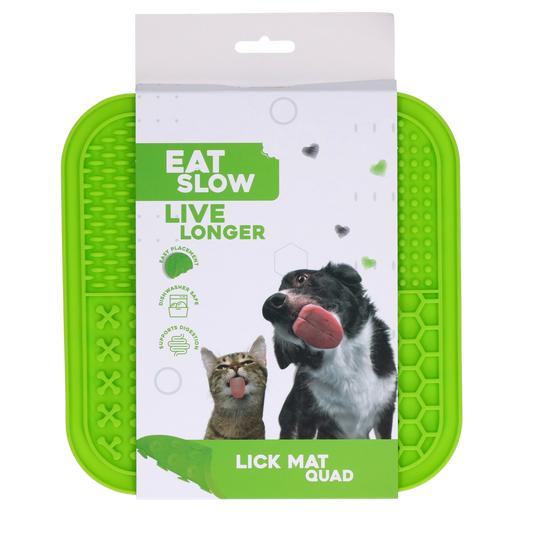 Eat Slow Live Longer Lick Mat QuadGreen - slickmatta med fyra mönster