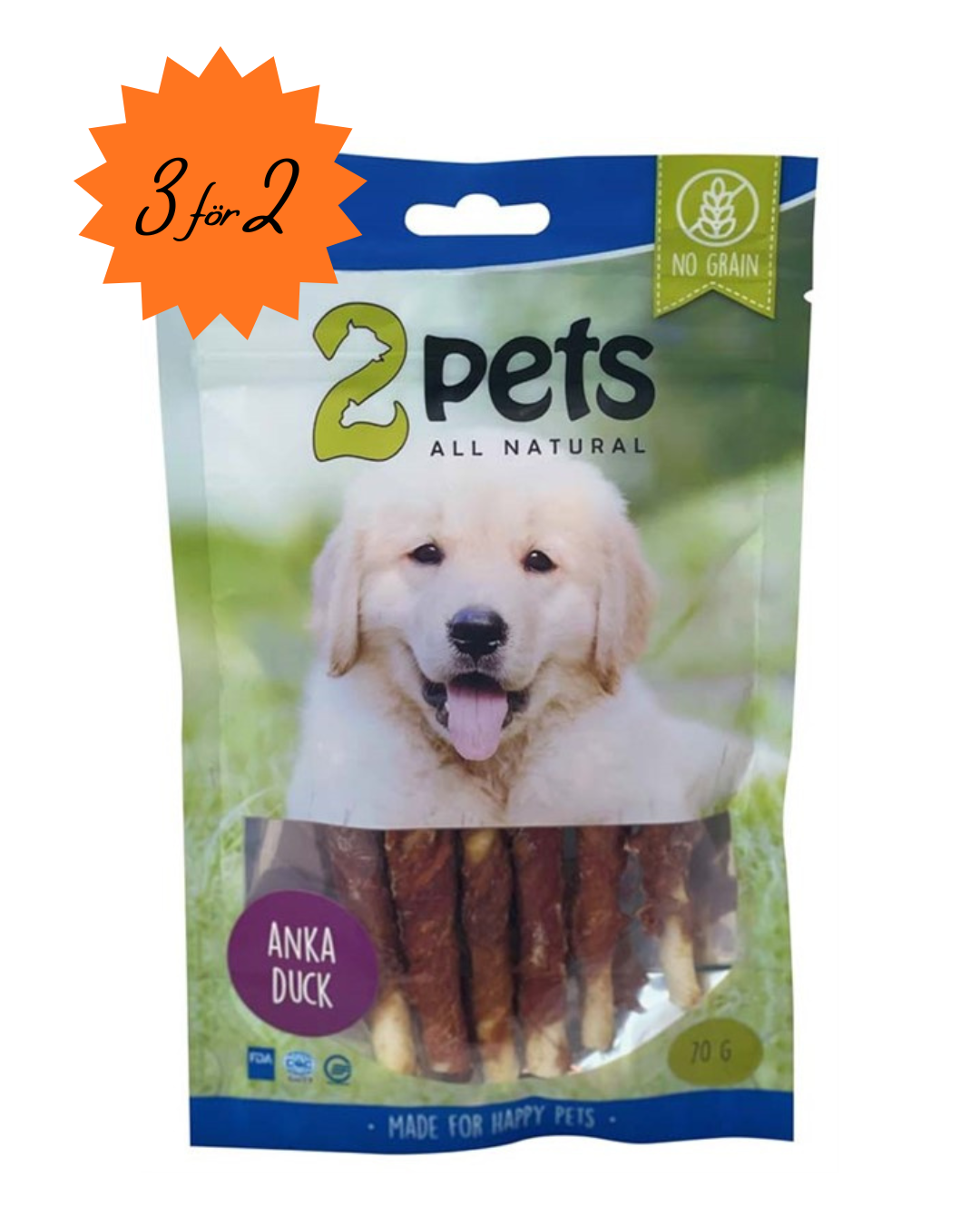 2pets Tuggpinne m ankfilé 12cm 6-pack, 70g