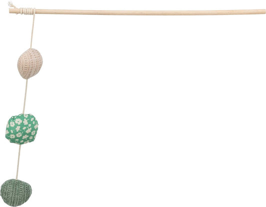 Kattvippa med 3 tygbollar, catnip, 40 cm