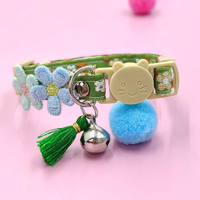 Mokka - Justerbart kattcollar med blomdesign