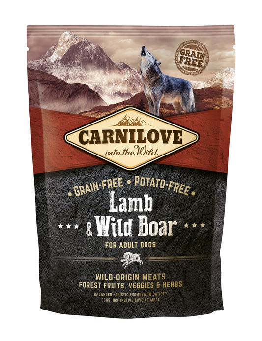 Carnilove Lamb & Wild Boar Adult – komplett torrfoder för vuxna hundar.