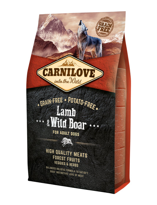 Carnilove Lamb & Wild Boar Adult – komplett torrfoder för vuxna hundar.