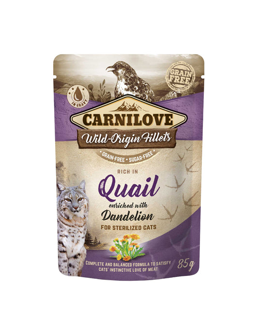 CL Cat Pouch Quail w. Dandelion steril 85 g