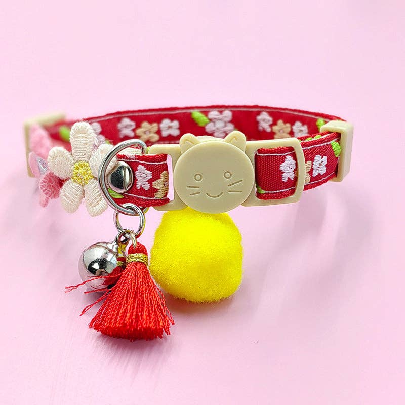 Mokka - Justerbart kattcollar med blomdesign