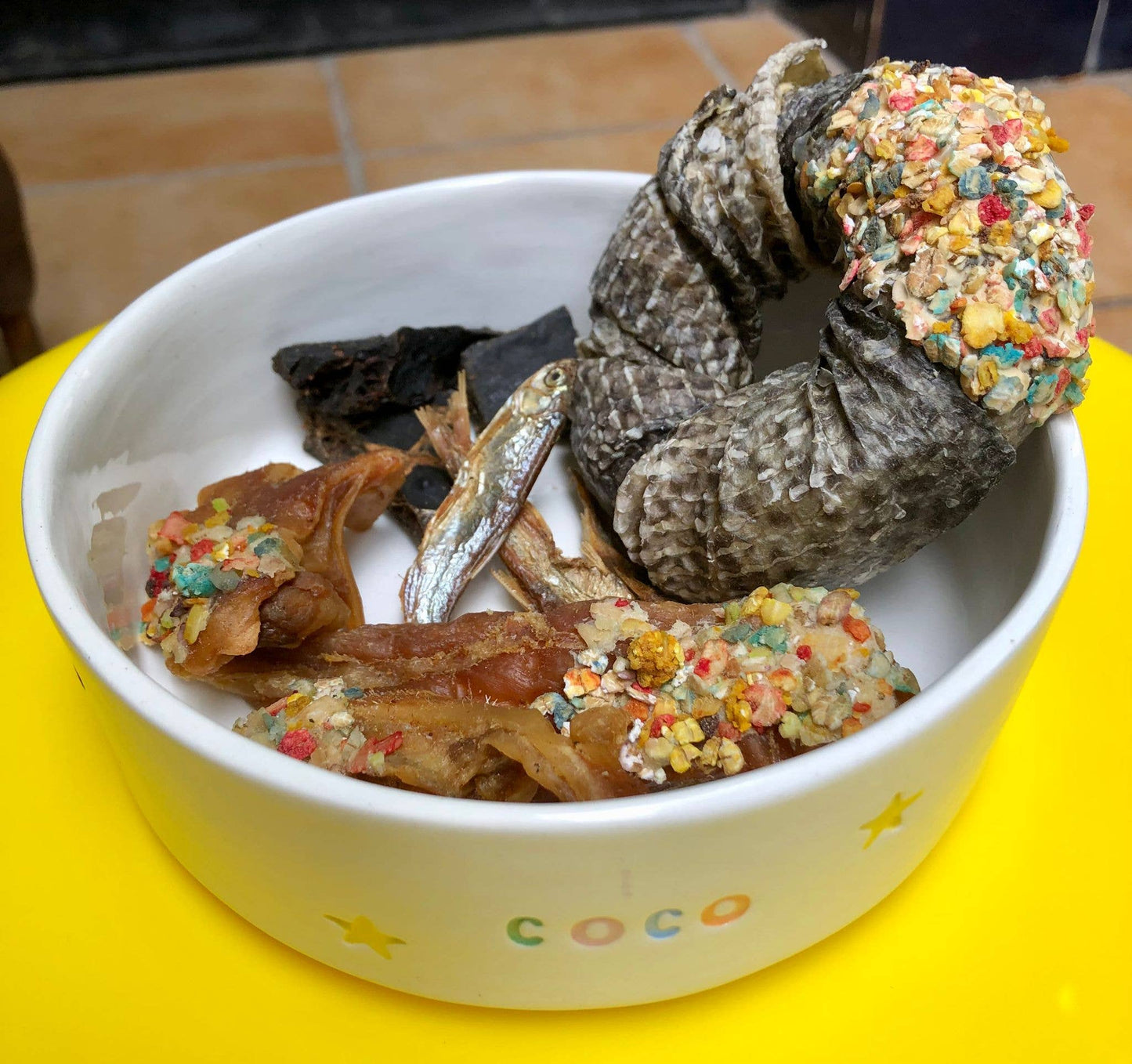Candy Crush-paket – lufttorkade kött- och fiskgodisar med dogfetti