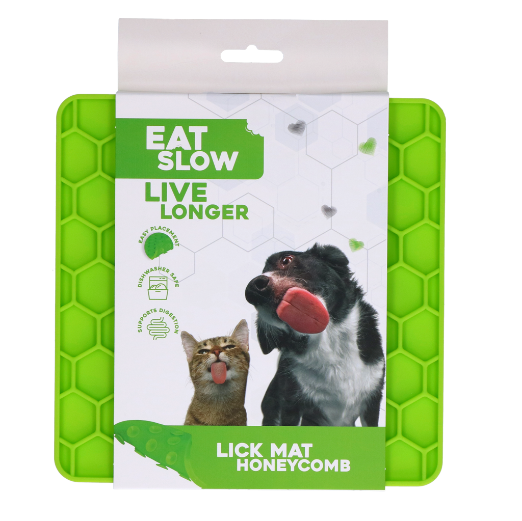 Eat Slow Live Longer slickmatta med honungsformsstruktur, grön