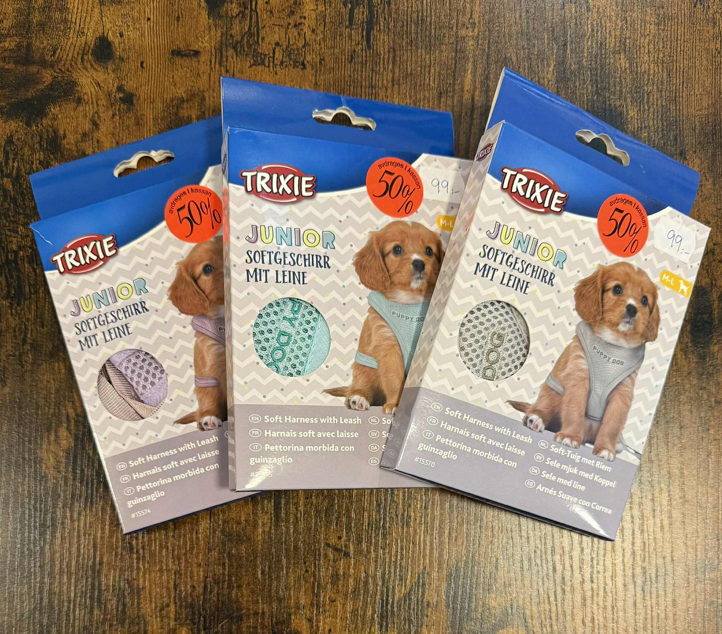 Junior Mjuk sele m. koppel, M-L: 36-50 cm/10 mm