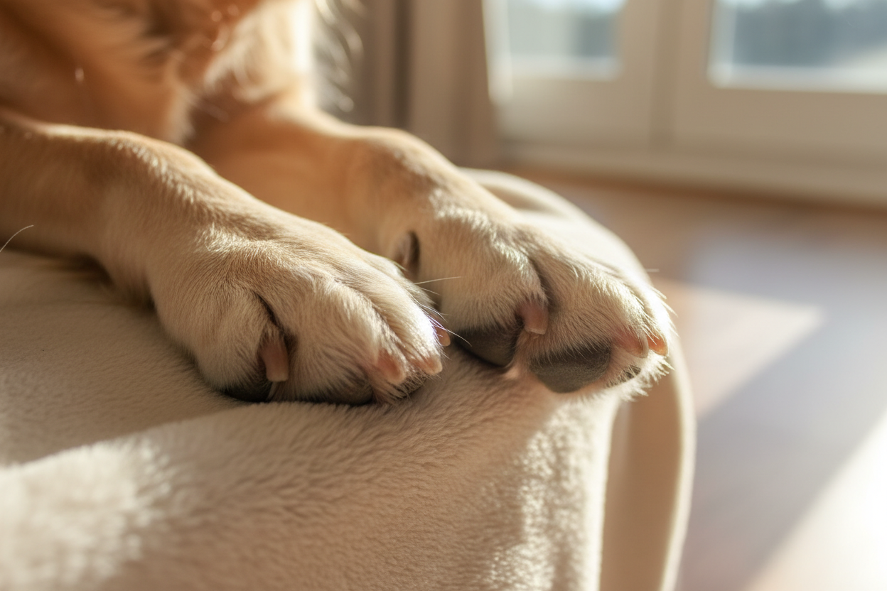 Bild på två hundtassar