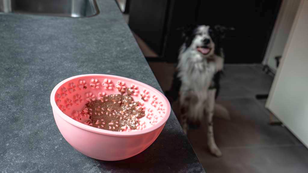 Slickmatta wobbelkom för hund och katt, rosa