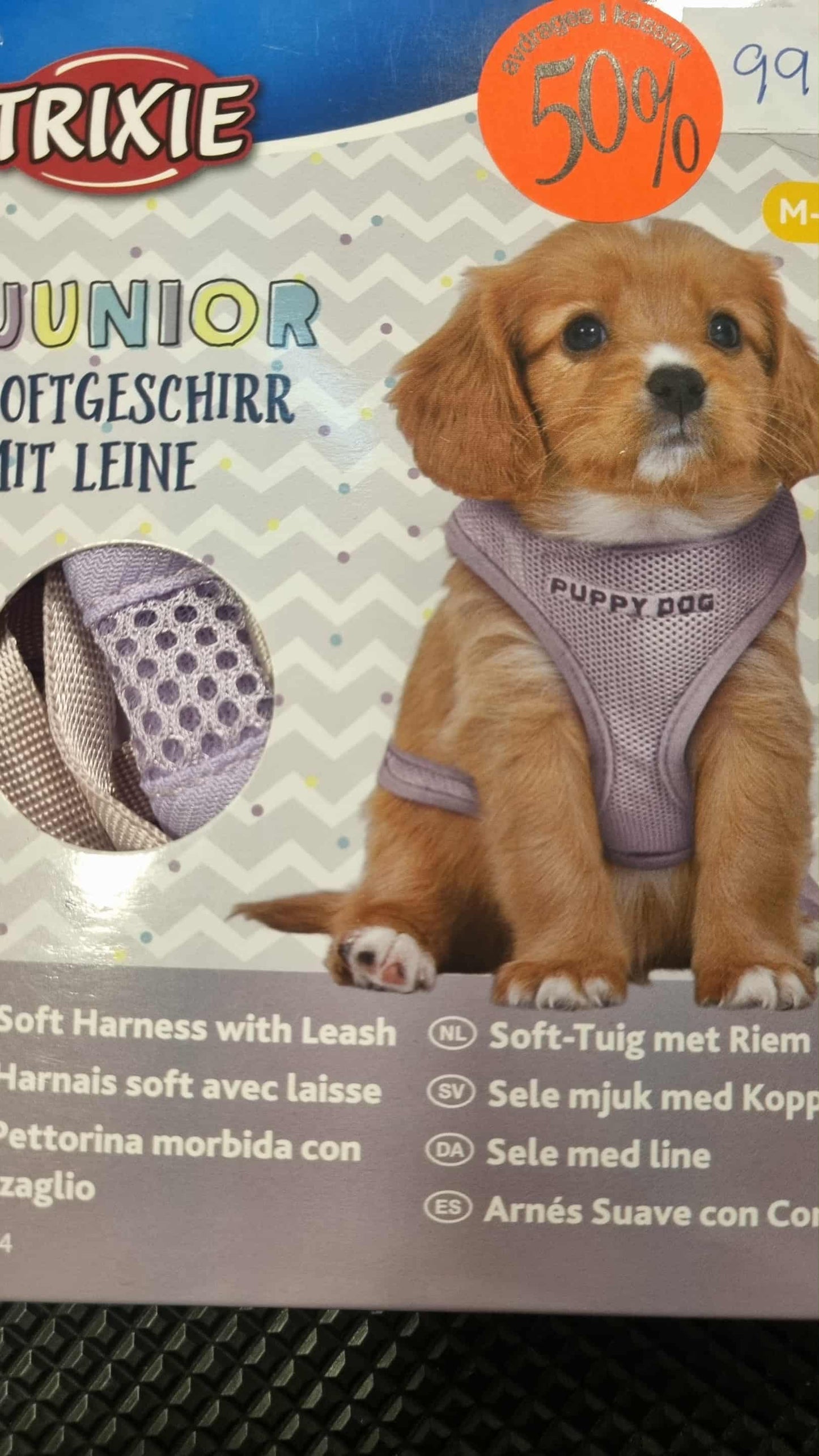 Junior Mjuk sele m. koppel, M-L: 36-50 cm/10 mm