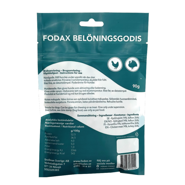 Fodax belöningsgodis kyckling & Kalkon 100g