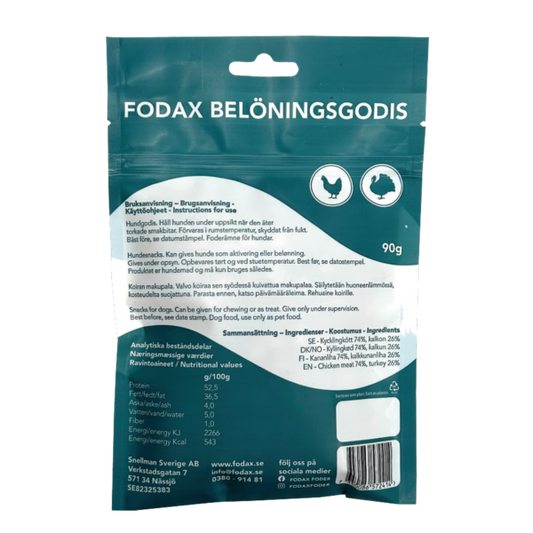 Fodax belöningsgodis kyckling & Kalkon 100g